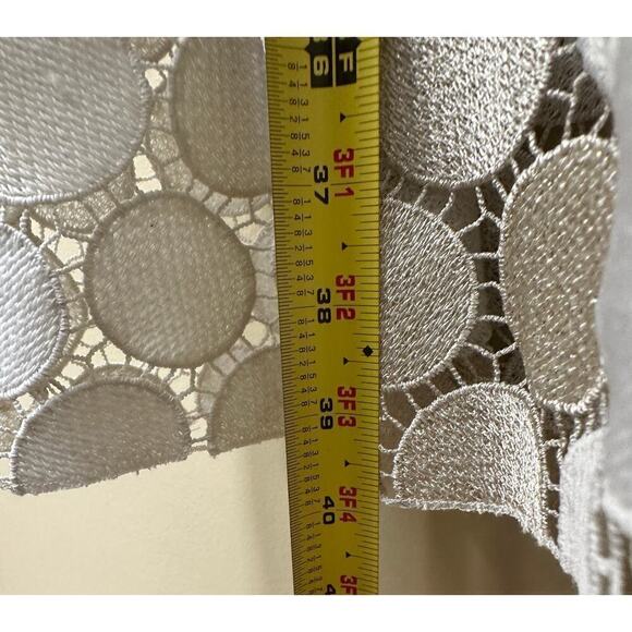 Shoshanna White Metallic Circle Lace Glengarry Cocktail Midi Dress Size 0 - Picture 14 of 15